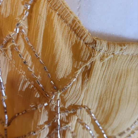 FREE PEOPLE Gorgeous Yellow/ Gold Beaded Spaghetti Women's Top - Picture 6 of 9